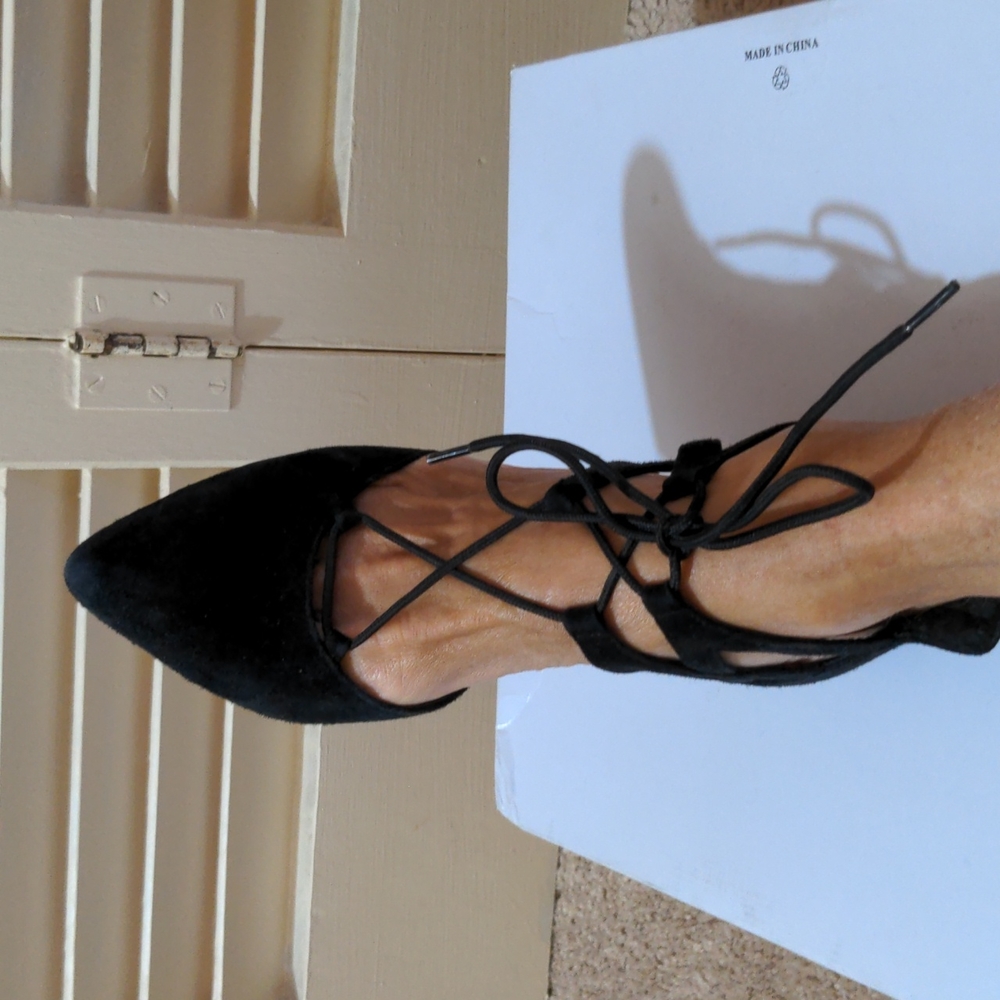 Black suede heels